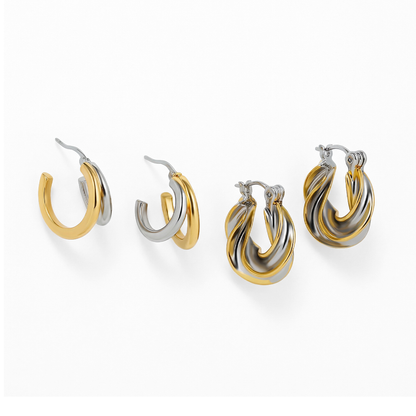 Two-Tone Twisted Hoops