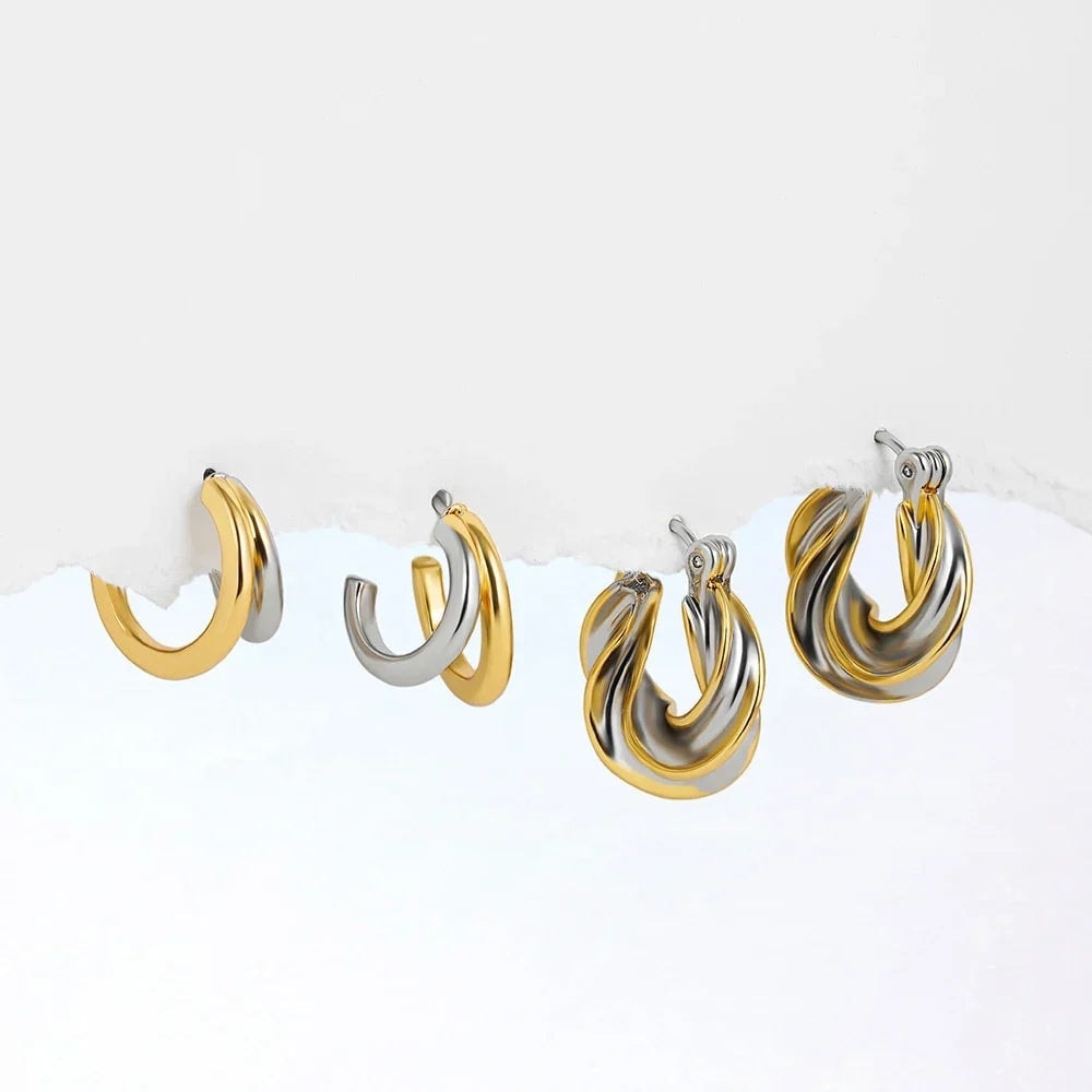 Two-Tone Twisted Hoops